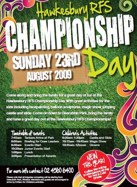 Hawkesbury RFS Championship Day poster 2009