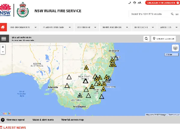 RFS fire hazards map