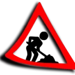 Red under construction triangle with work in the middle